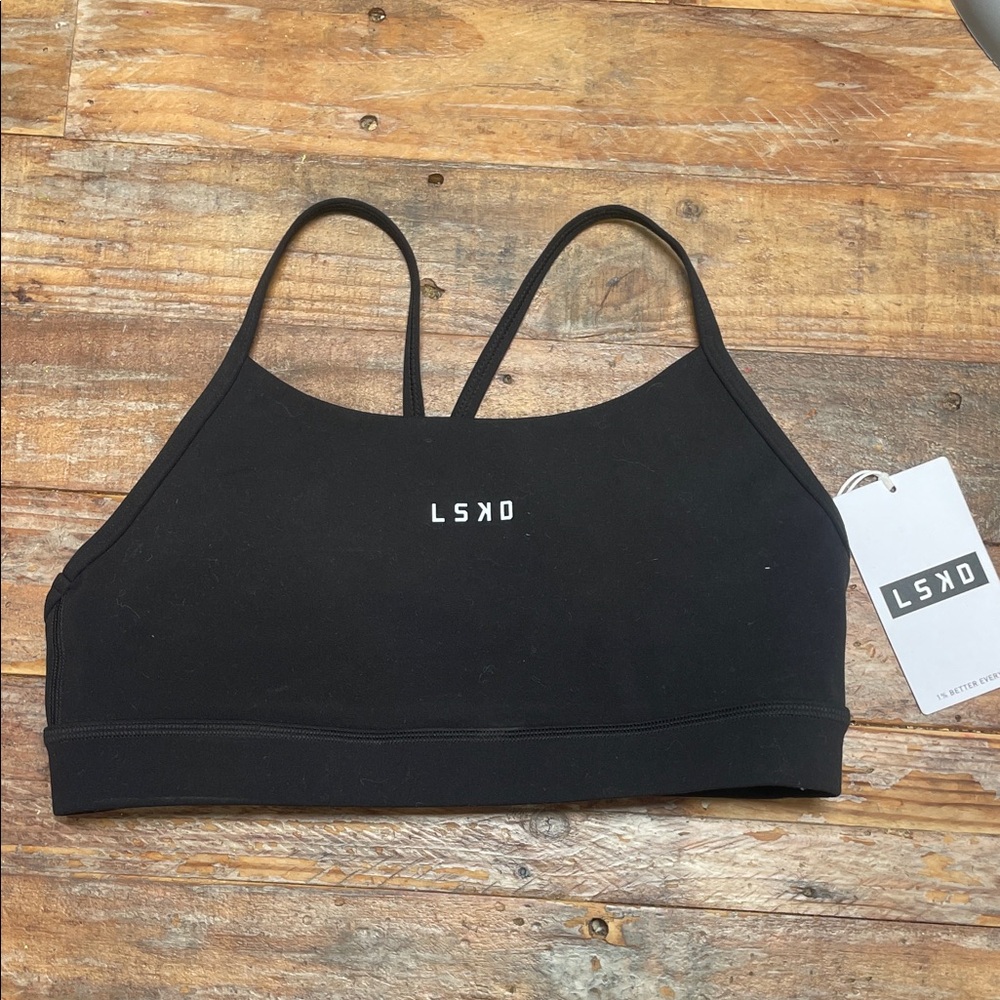 LKSD Black Strappy Sports Bra - Low Impact Support